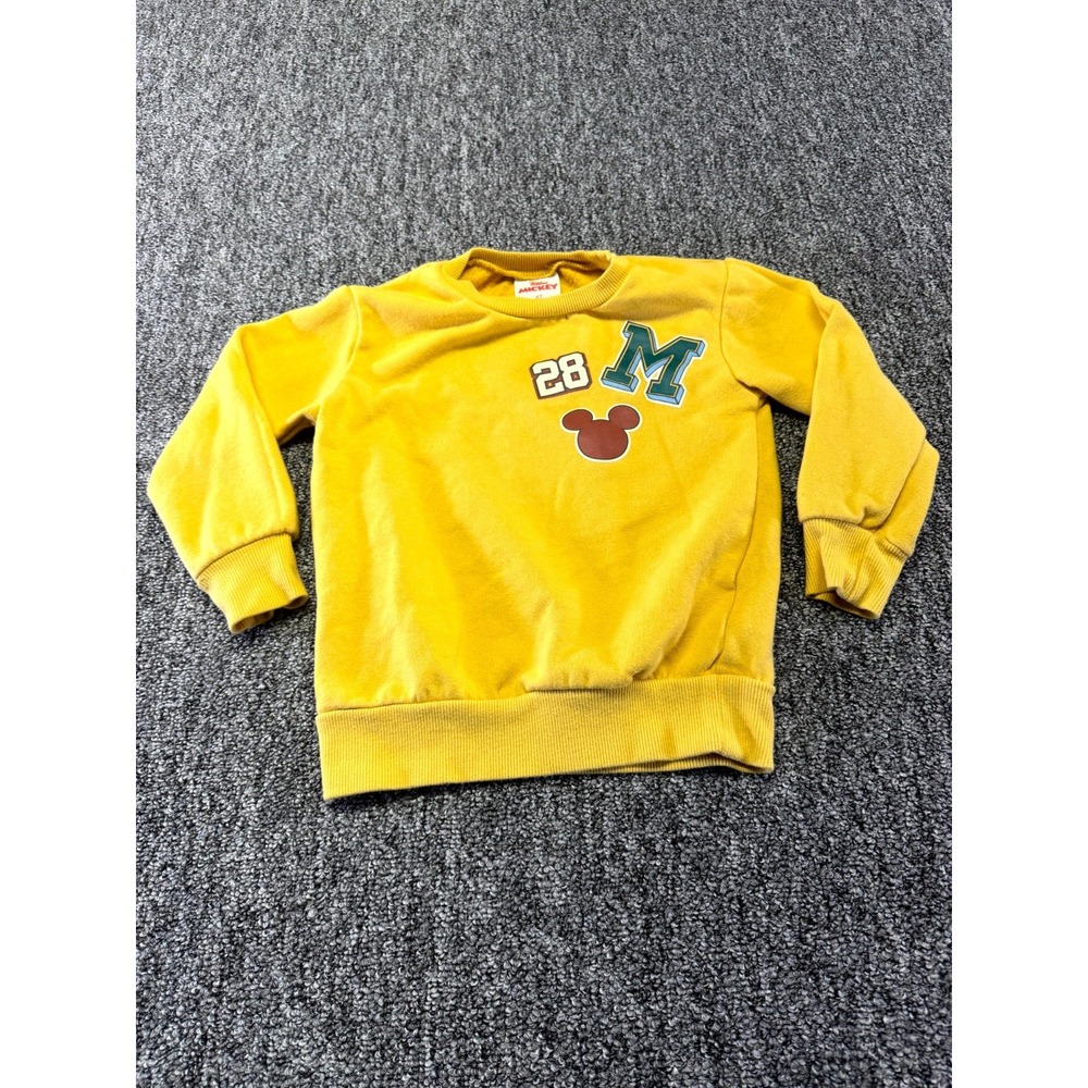 Disney Junior Mickey Sweatshirt Toddlers Kids 4T Yellow Graphic Print Winter